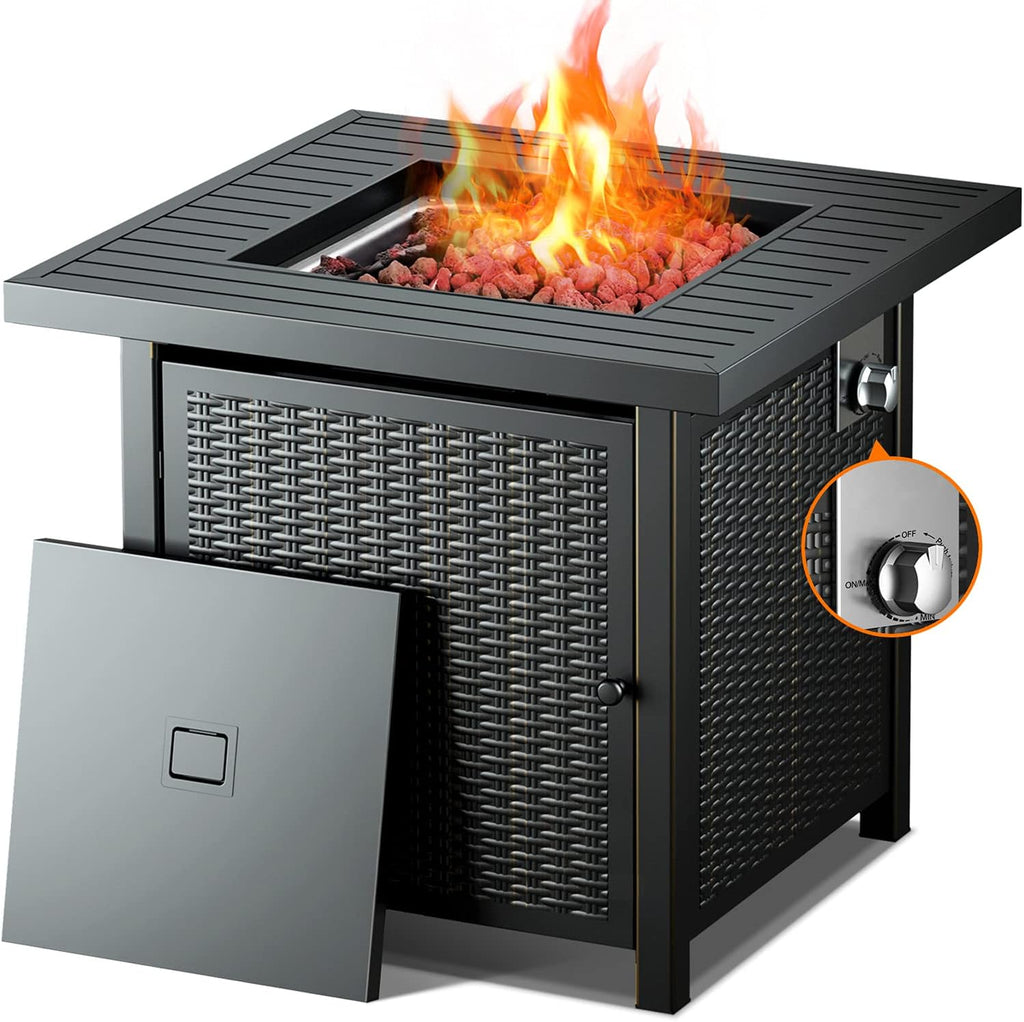 28 Inch 50,000 BTU Propane Gas Fire Pit Table with Lid A6696