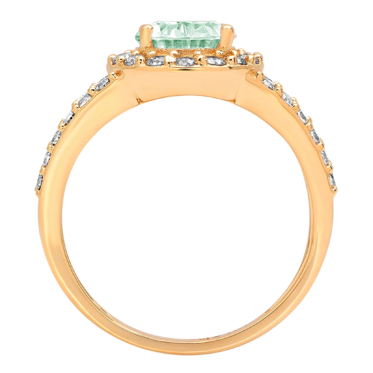 2.78ct Oval Cut Green Simulated Diamond 18k Yellow Gold Halo Ring Size 3.5 J619