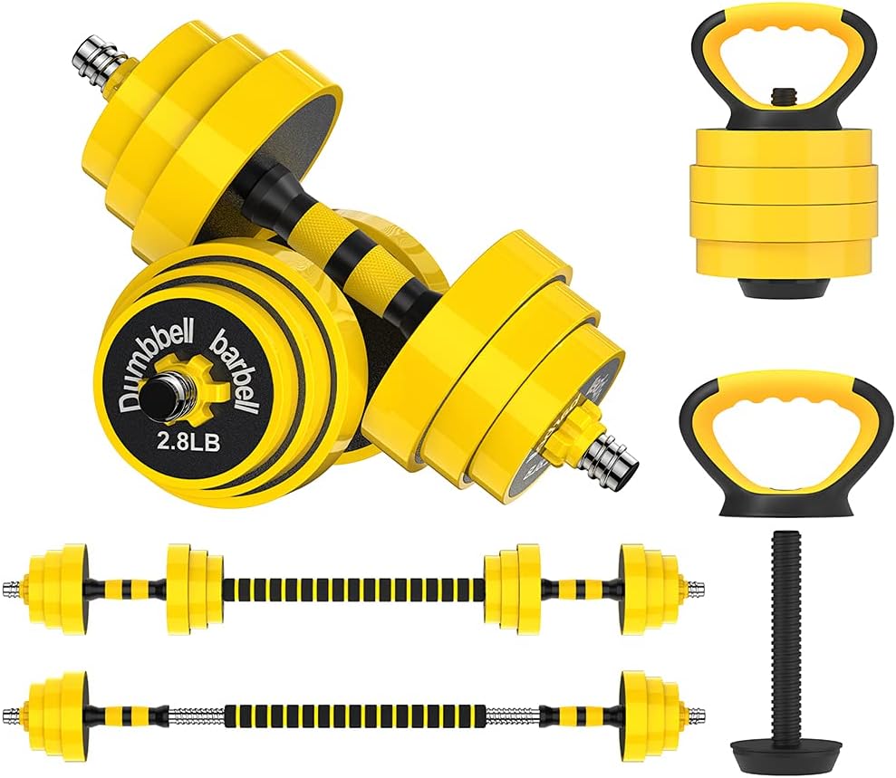 Adjustable 3-in-1 Dumbbell Barbell Kettlebell Set, Non-Slip, Pack of 2 B2503