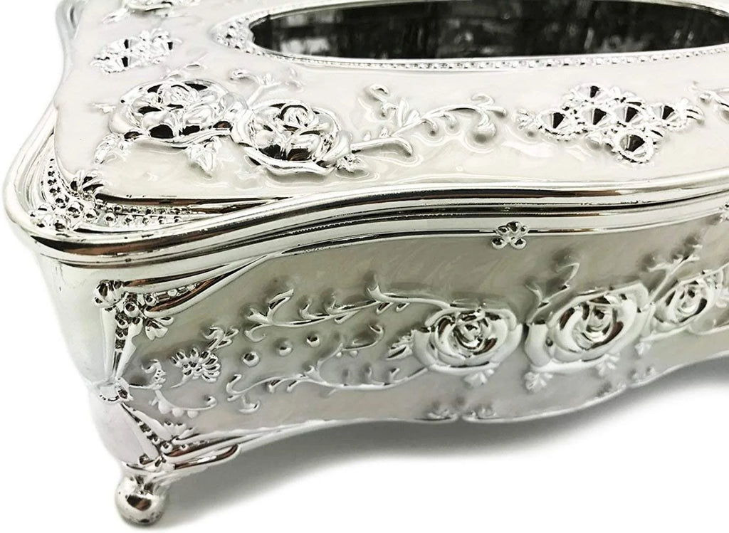 Silver Plastic Tissue Box Holder Cover Q9906