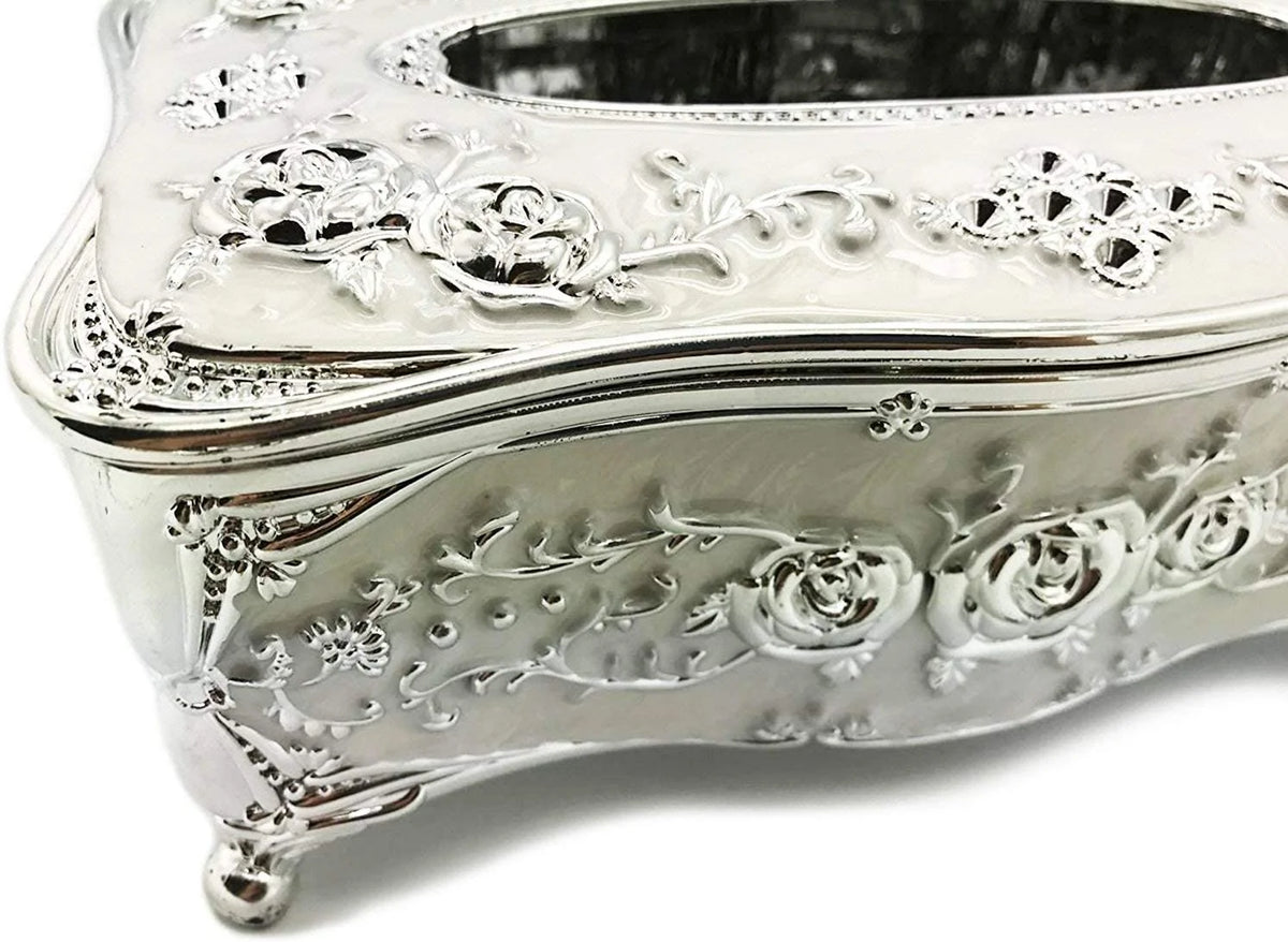 Silver Plastic Tissue Box Holder Cover Q9906