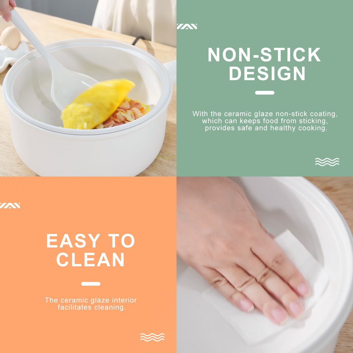 Non-Stick Electric Hot Pot with Strainer, 2.64 Quart, White W68485