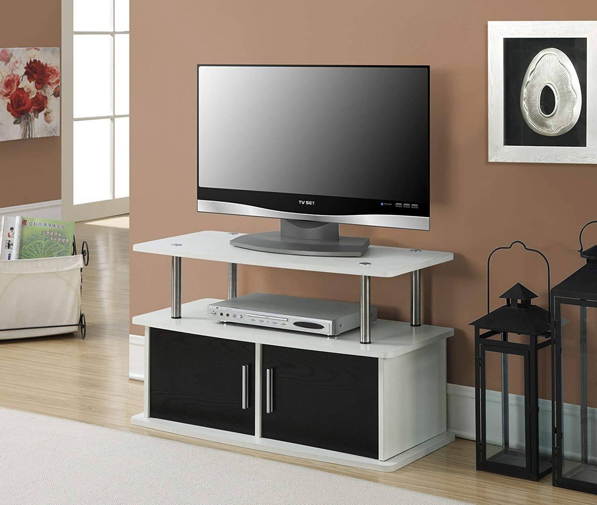White 2 Door TV Stand with Cabinets E552743