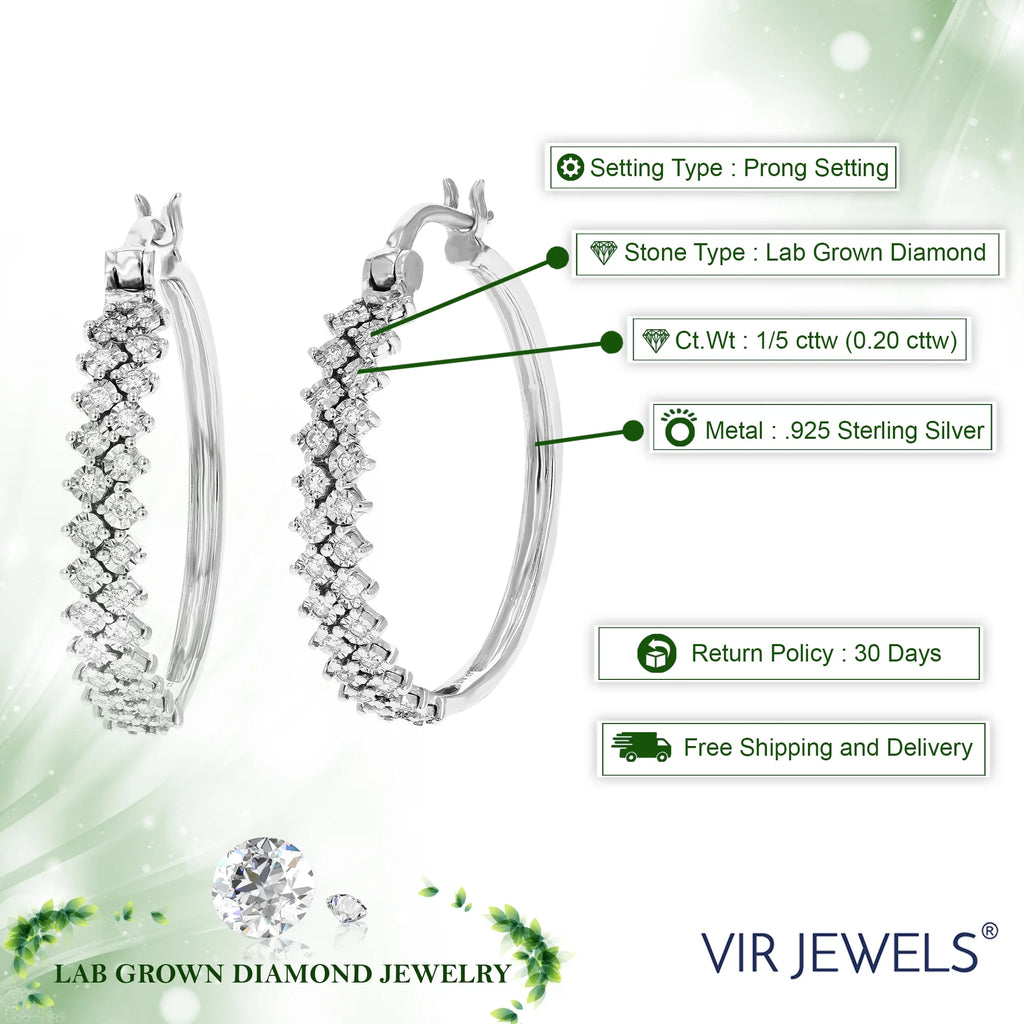 1/5 CTTW Lab Grown Diamond Hoop Earrings 925 Sterling Silver G703388