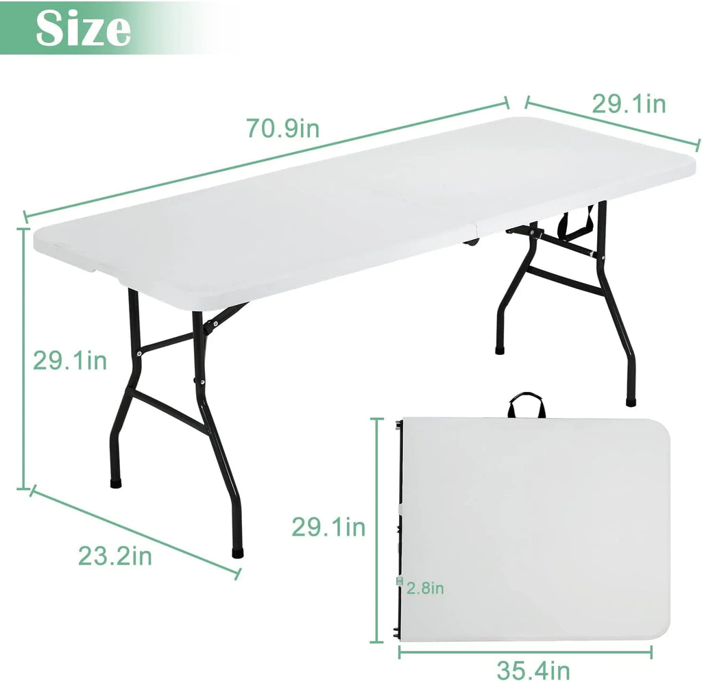 6ft Folding Plastic Table with Carrying Handle Y443602