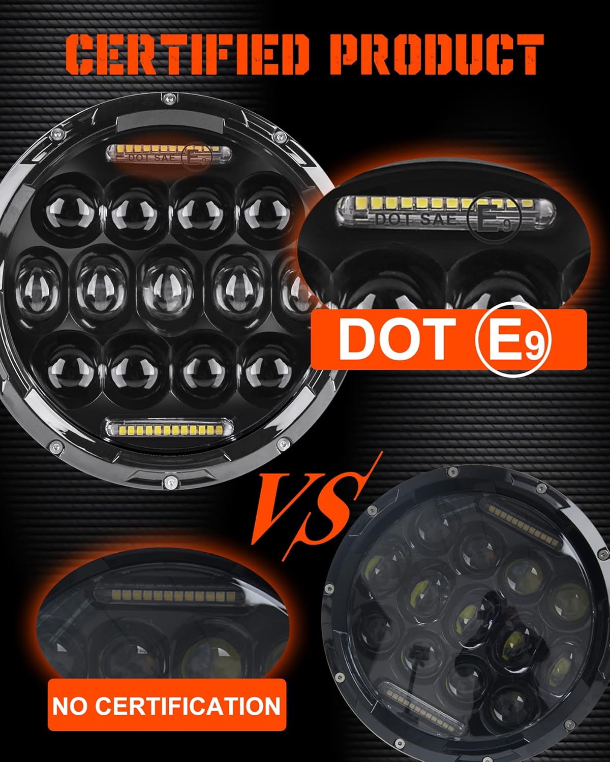 7 inch LED Headlight Round 2pcs White Amber DRL Hi/lo Beam G901039