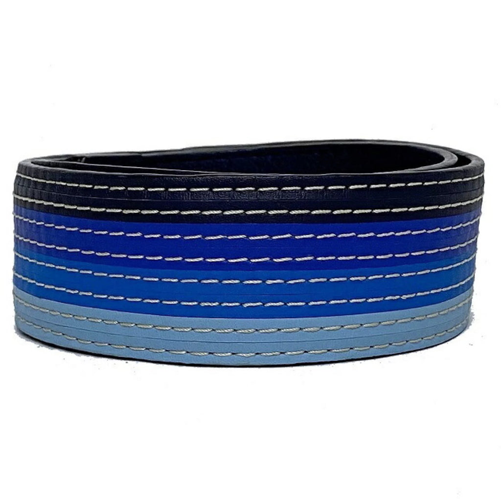 Blue Navy Gold Leather Shoulder Strap E789