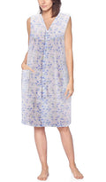 Sleeveless Pearl Snap Button Floral Duster Nightgown Robe R785273