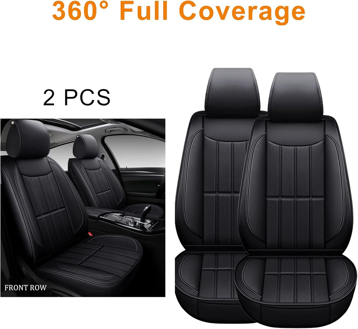 2 Pcs Faux Leather Front Car Seat Covers B465