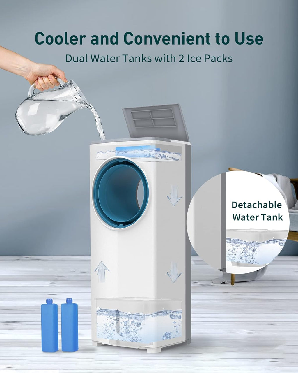 3-in-1 Portable Evaporative Air Cooler Fan with Remote Control H91241