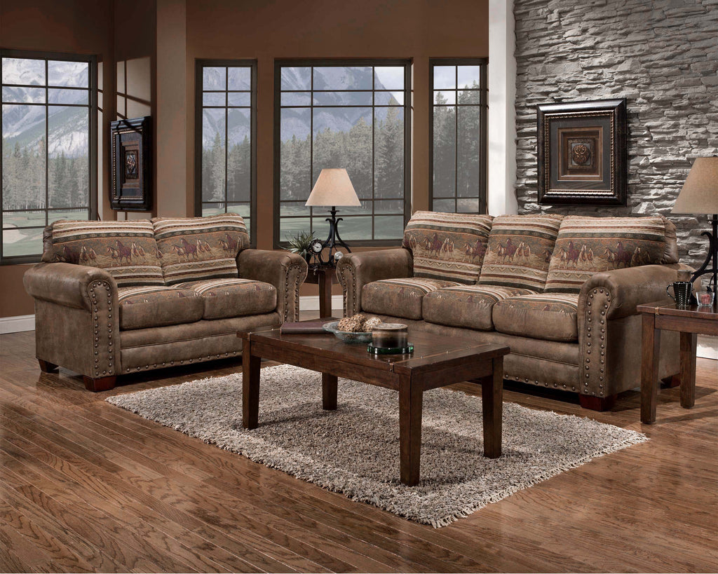 Microfiber Wild Horses Sofa in Brown Z314666