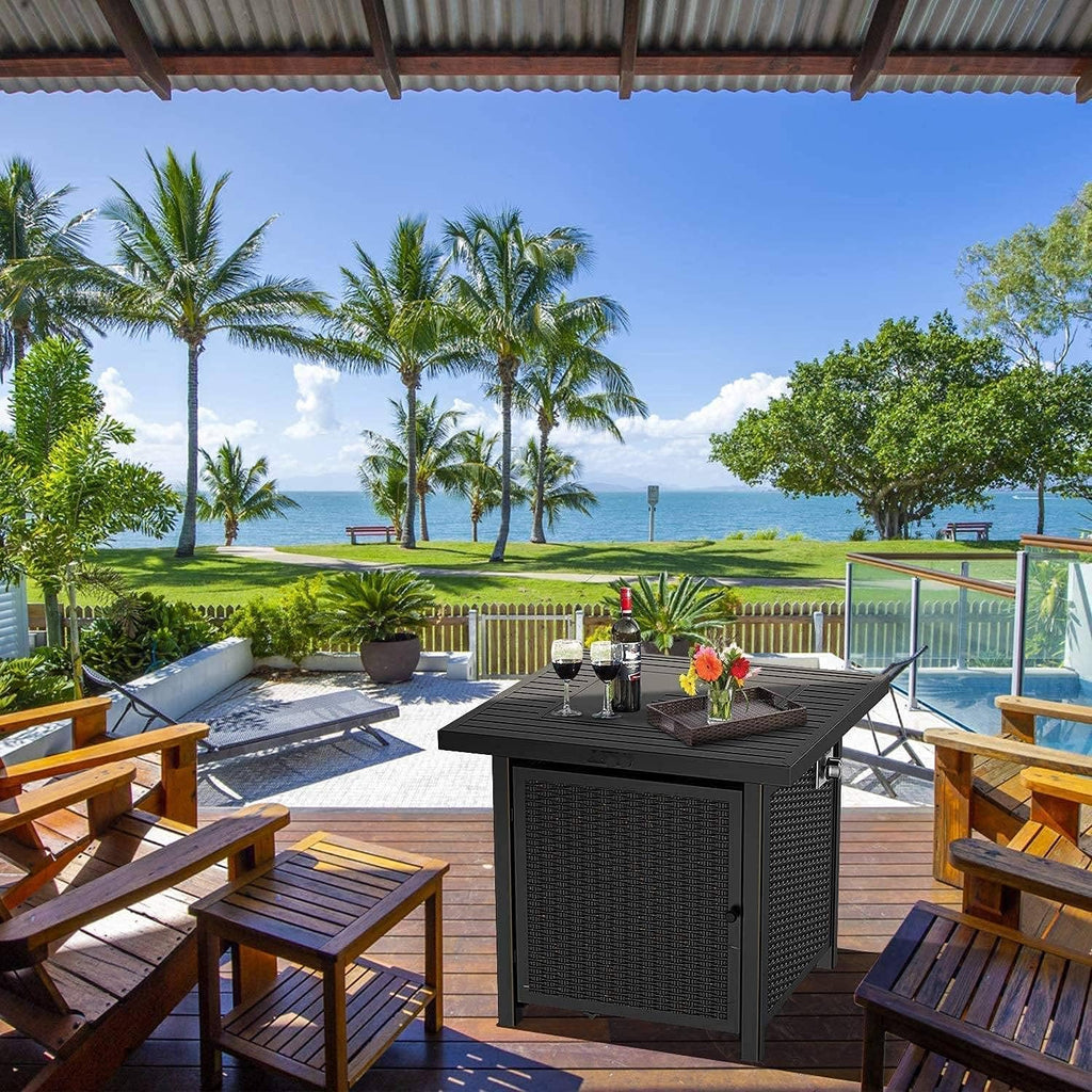 28 Inch 50,000 BTU Propane Gas Fire Pit Table with Lid A6696