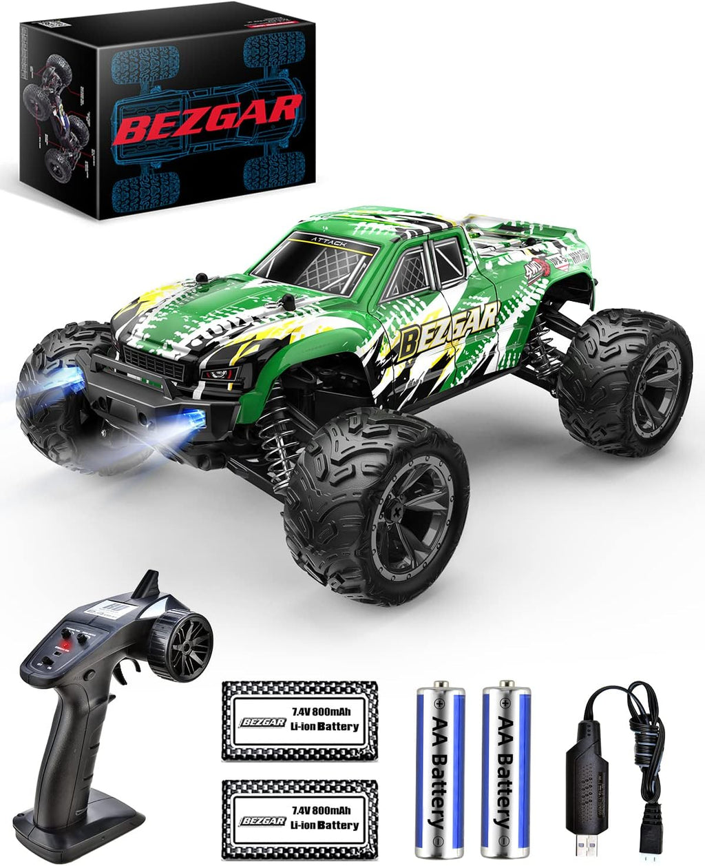 1:16 Scale 4WD Remote Control Monster Truck with 2 Rechargeable Batteries G53905