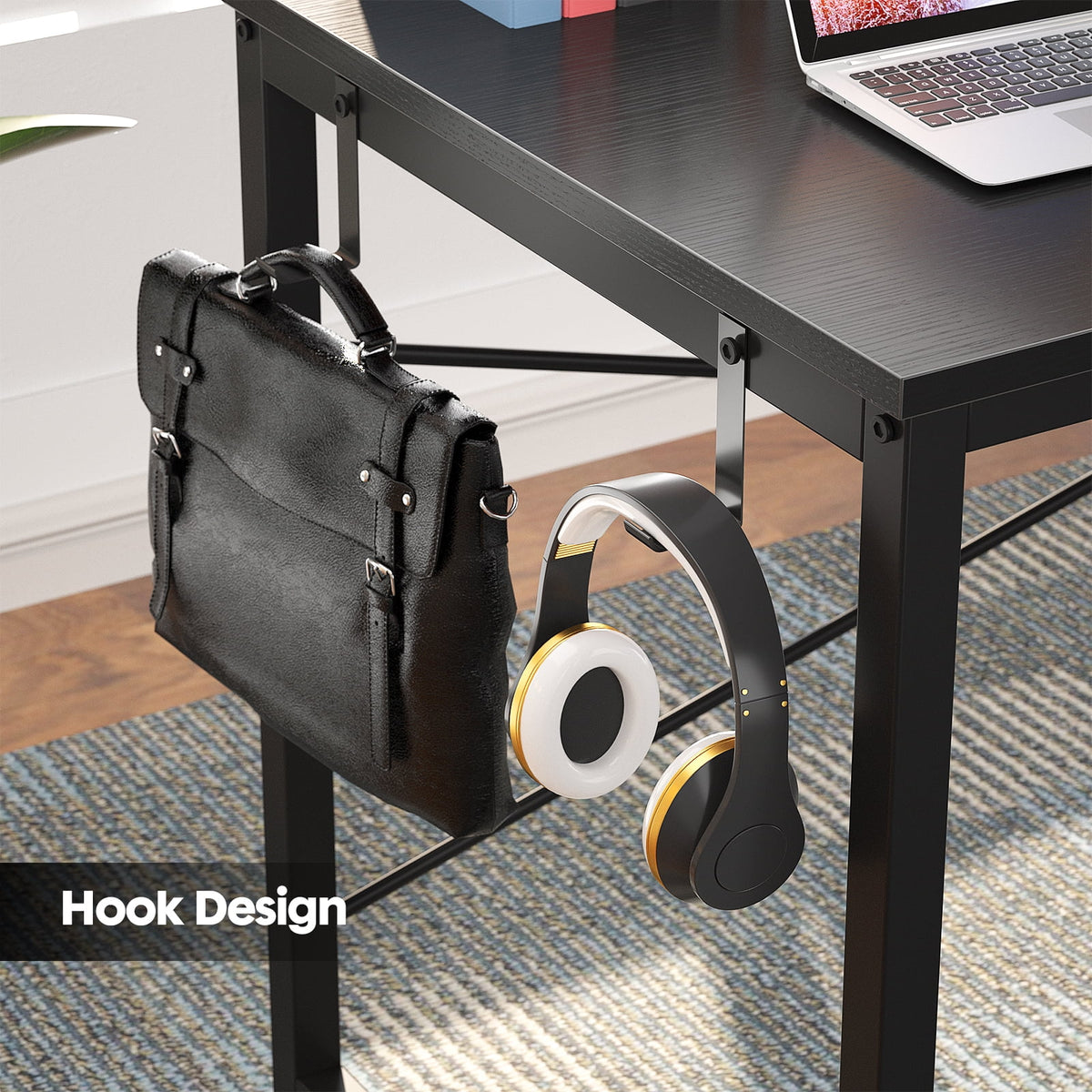 Black 47 Inch Computer Desk with Power Outlets O60875