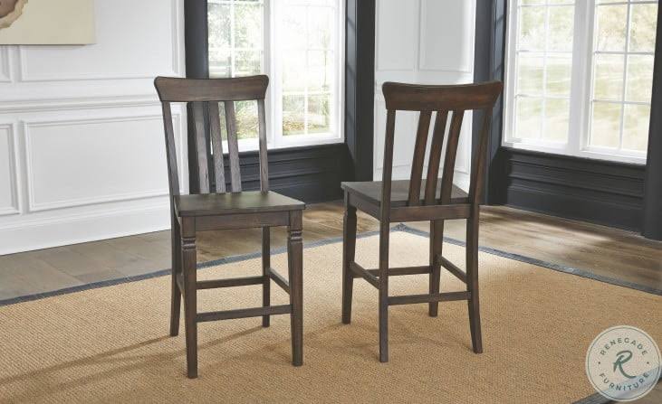 Dark Gray Slatback Counter Height Chair Set of 2 H687
