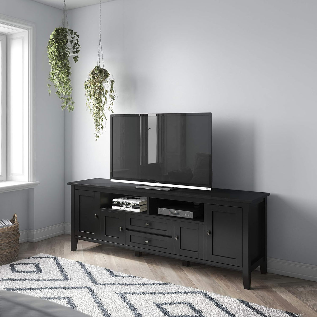 72 inch Wide Rustic Natural Aged Brown Solid Wood TV Media Stand F2553