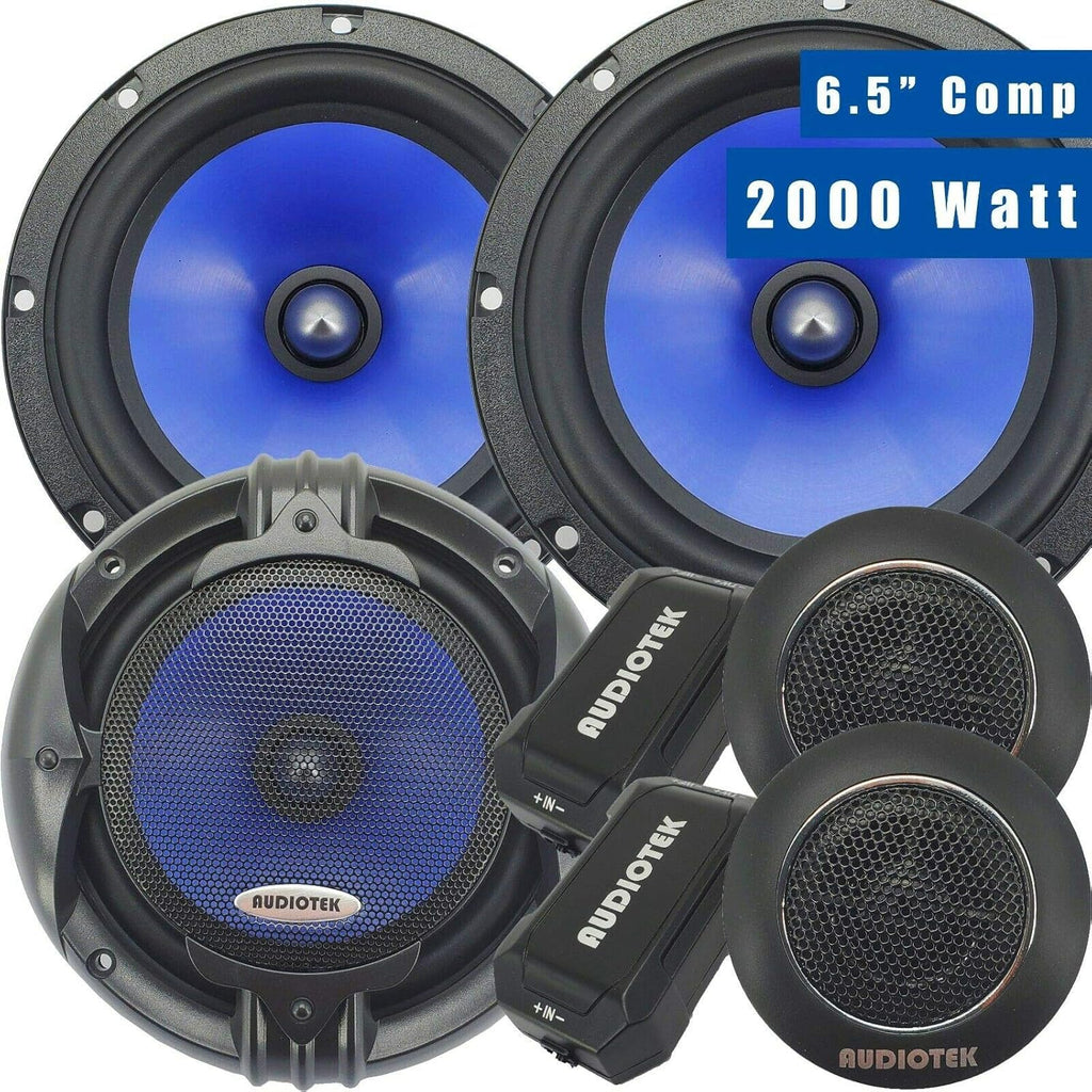 2 Pairs 6.5-Inch 2-Way Car Audio Component Speaker System with Woofers Tweeters & Crossovers G88353