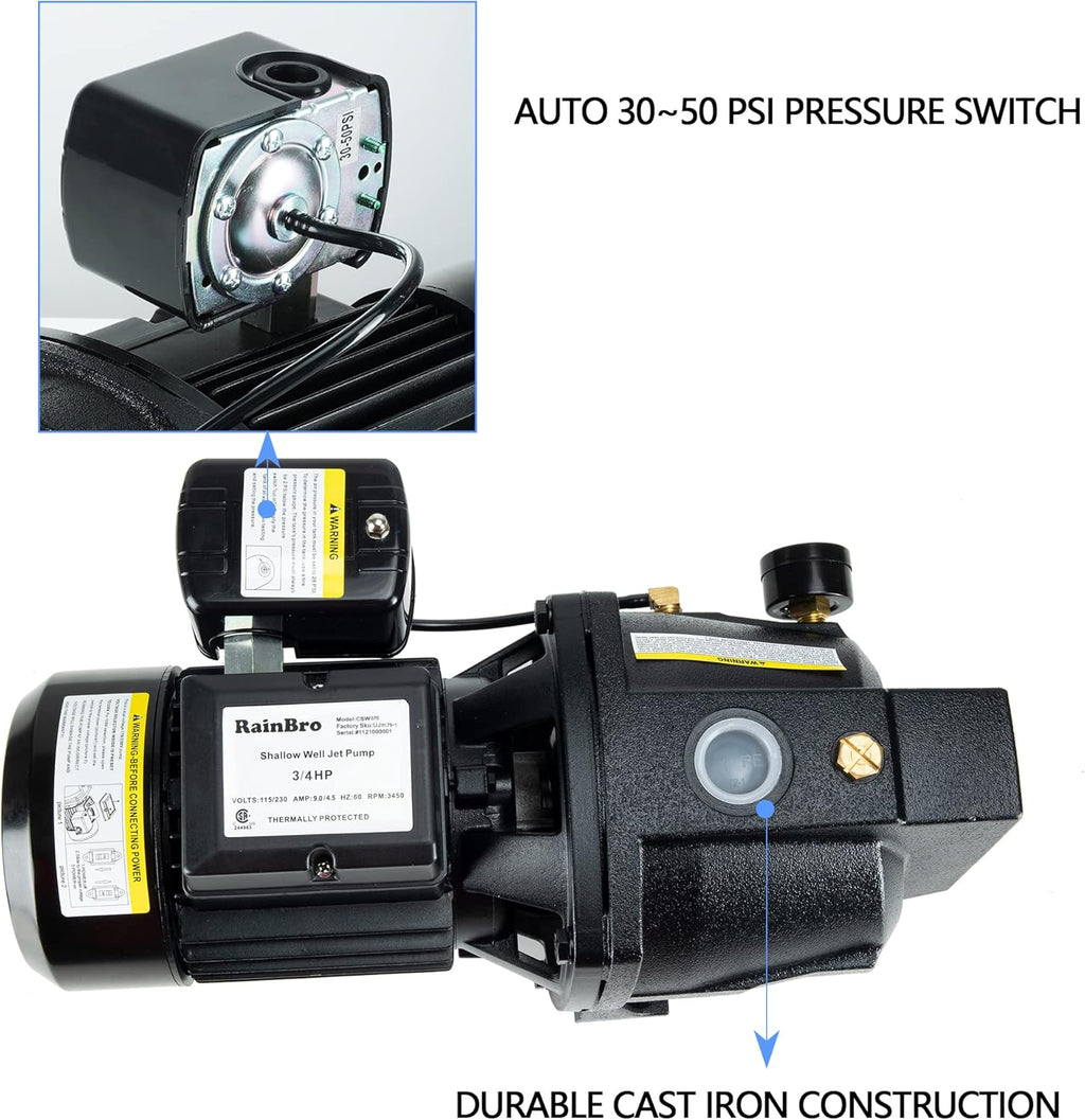 3/4 HP Cast Iron Shallow Well Jet Pump Y7798