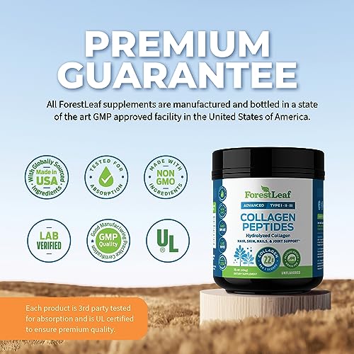 Collagen Peptides Powder Unflavored Hydrolyzed Collagen Protein Powder Type 1, 2 & 3 Grass Fed, 11g Per Serving G493424