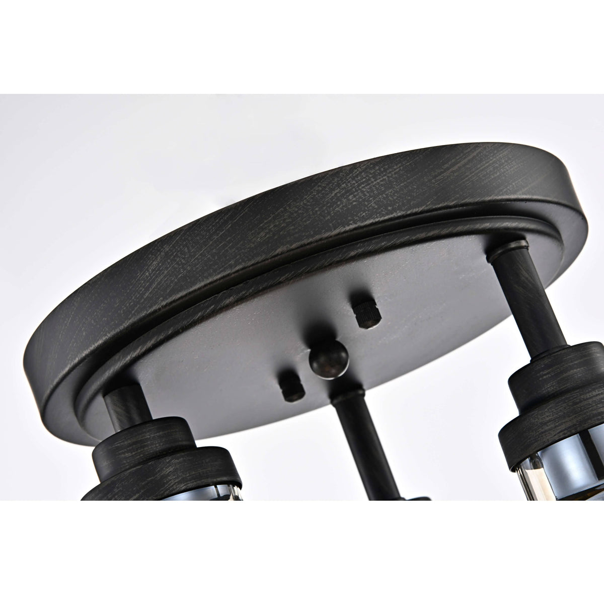 Antique Black 3-Light Flush Mount with Cognac Glass Shade T556033