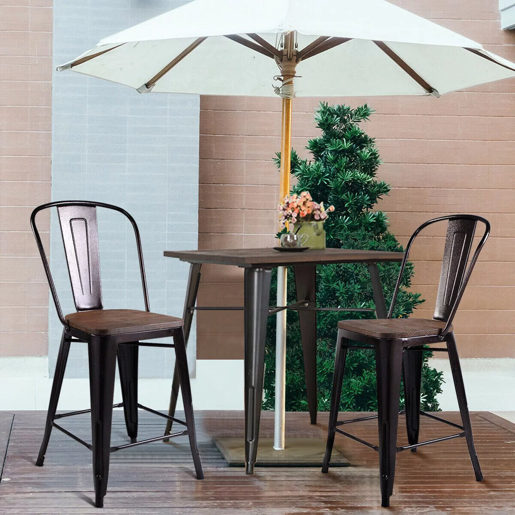 2 PC Metal Wood Counter Stool R898