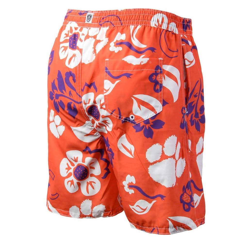 Men's Purple Kansas State Wildcats Floral Volley Logo Swim Trunks V3968