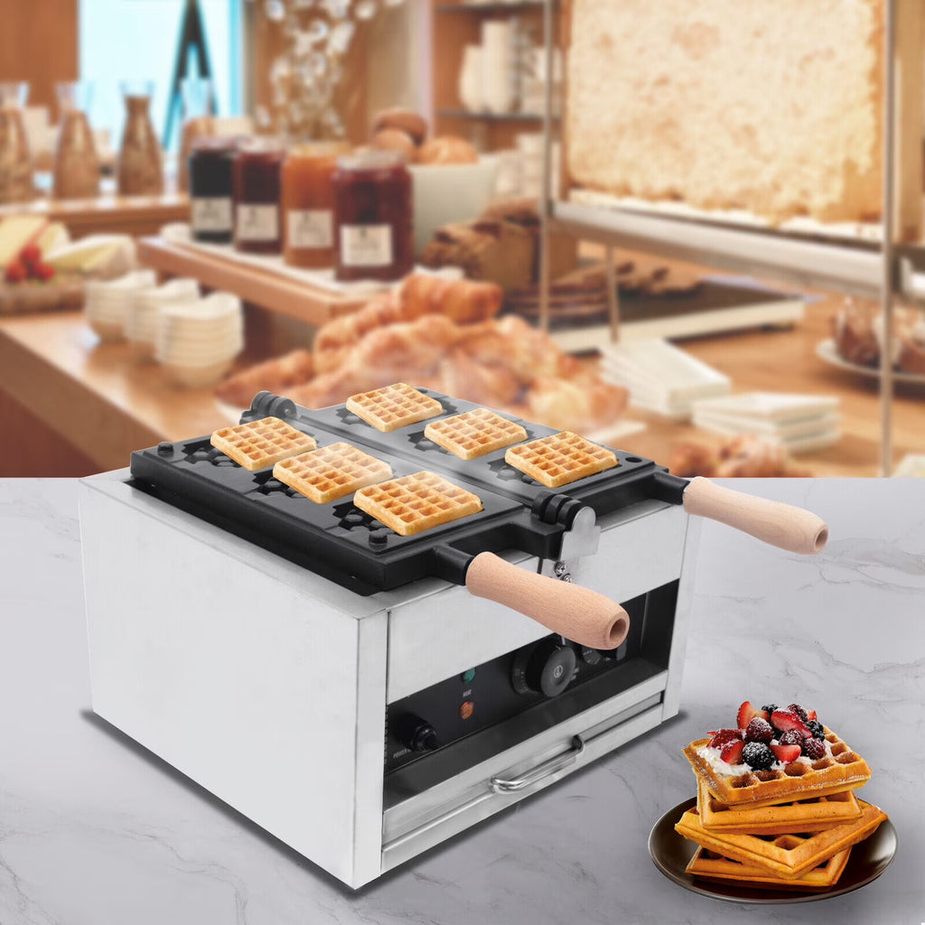 3 Slice Stainless Steel Non-stick Double Head Waffle Maker O598875
