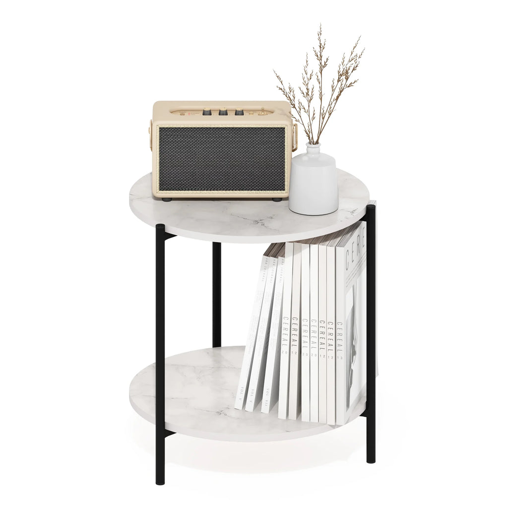 2-Tier Round Side End Table with Metal Legs X4887
