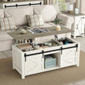 47.3'' White Rustic Brown Rectangular Lift Top Coffee Table with Storage E791755