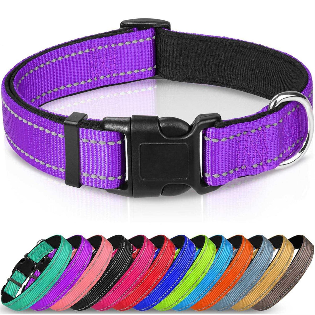 Reflective Neoprene Padded Nylon Adjustable Dog Collar L904831