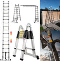 16.5FT Aluminum Telescoping Extension Ladder 330lbs Q55981