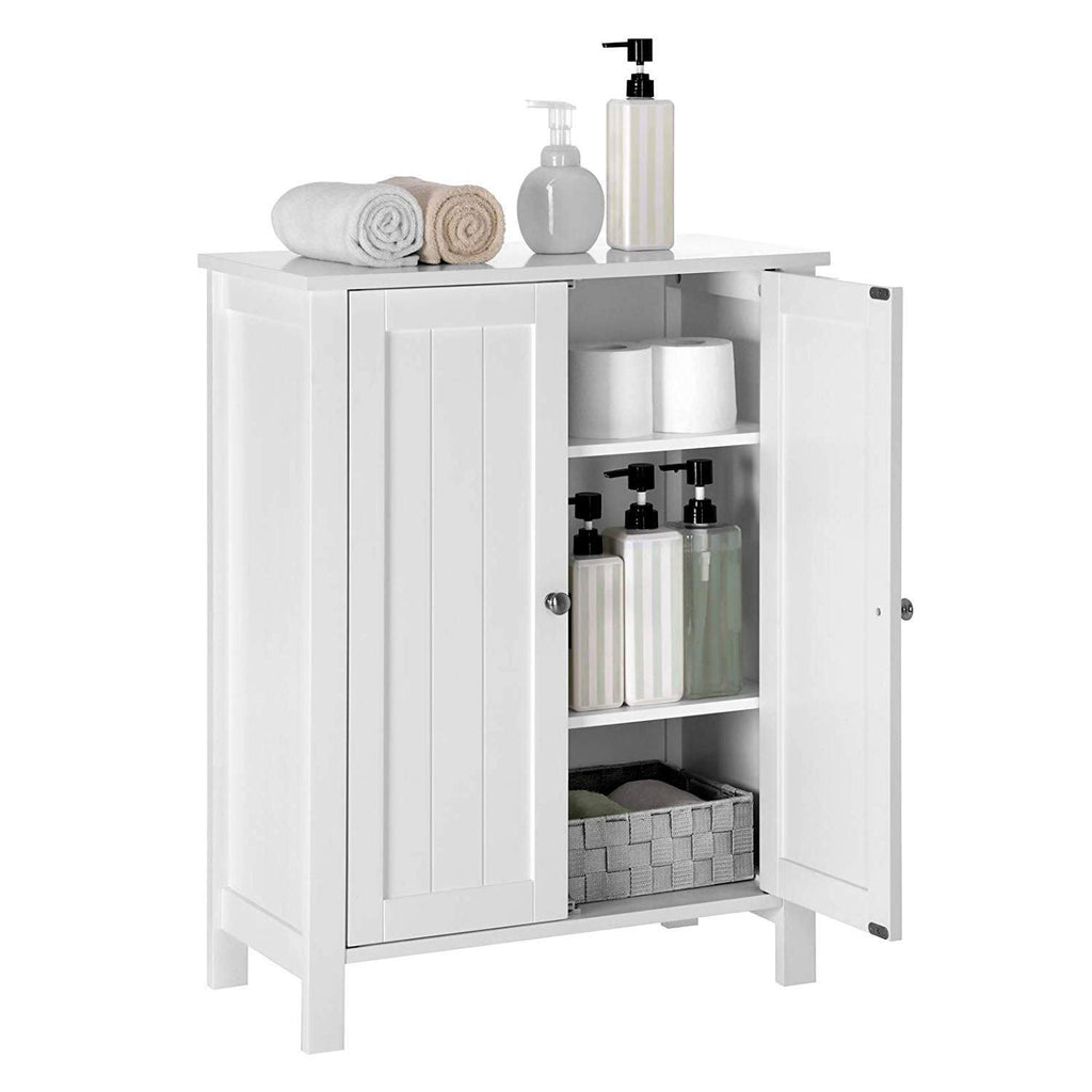 White Storage Cabinet with Double Door Adjustable Shelf K986661