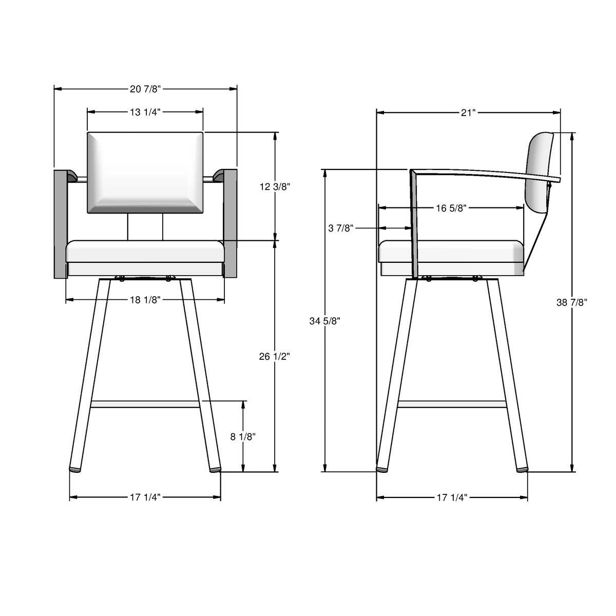 26 In. Swivel Counter Stool Cream Faux Leather Grey Metal V2010