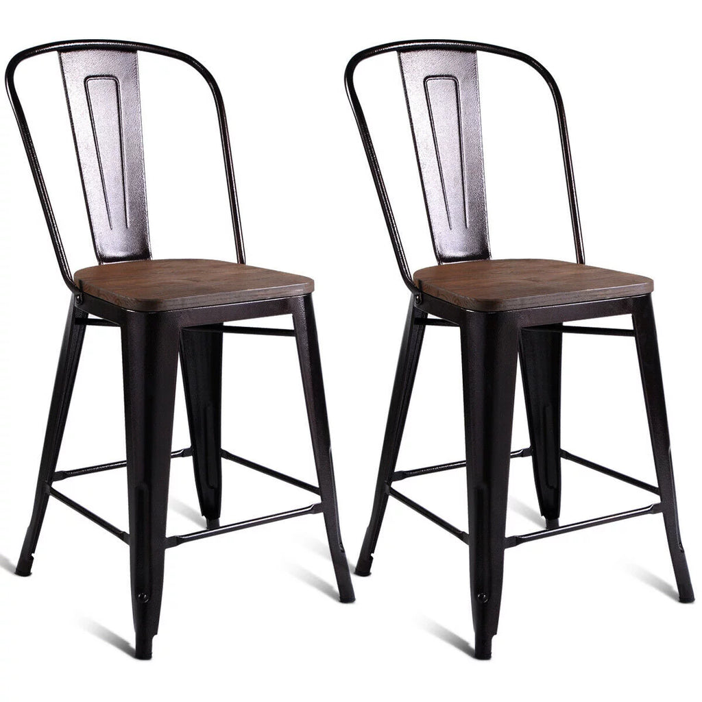 2 PC Metal Wood Counter Stool R898