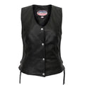 Ladies Leather Vest with Side Laces XXL Black K134