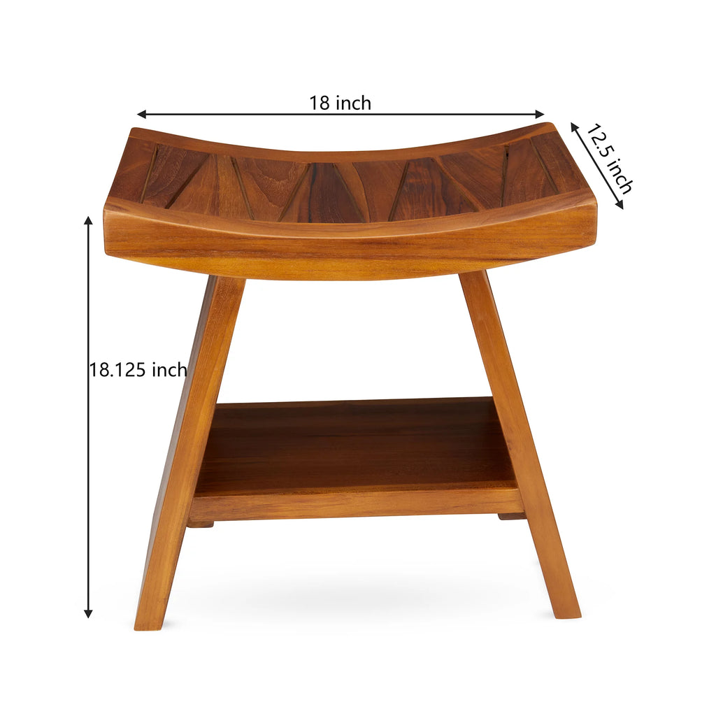 Teak Shower Stool with Shelf D39182