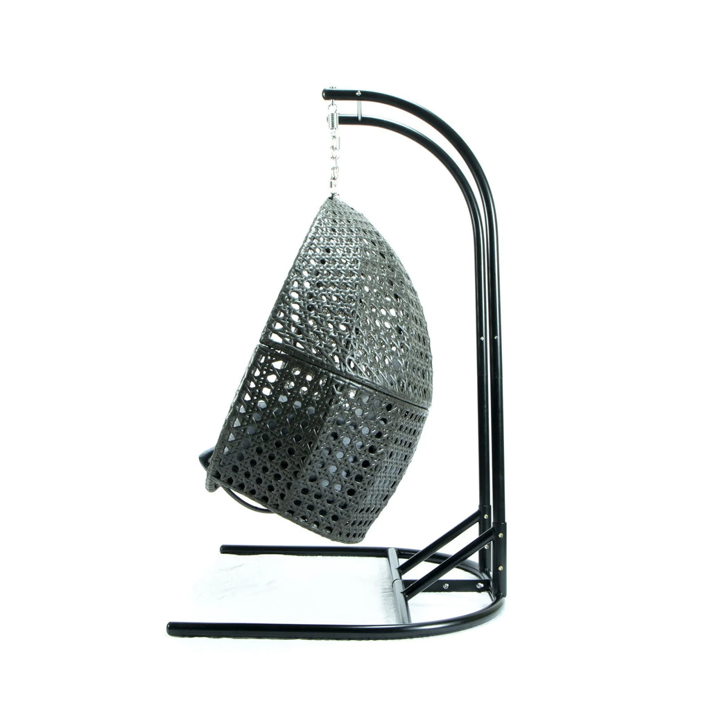 Charcoal Blue Wicker Double Hanging Egg-Shaped Swing Chair K6489