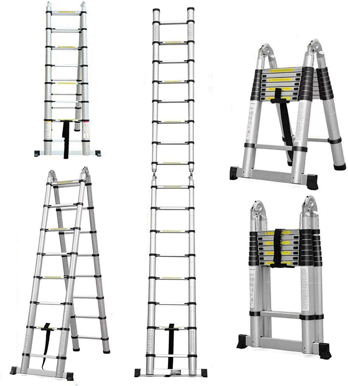 16.5FT Aluminum Telescoping Extension Ladder 330lbs Q55981