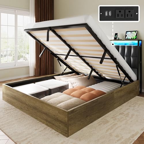 Black Queen Size PU Leather Upholstered Storage Platform Bed Y47740
