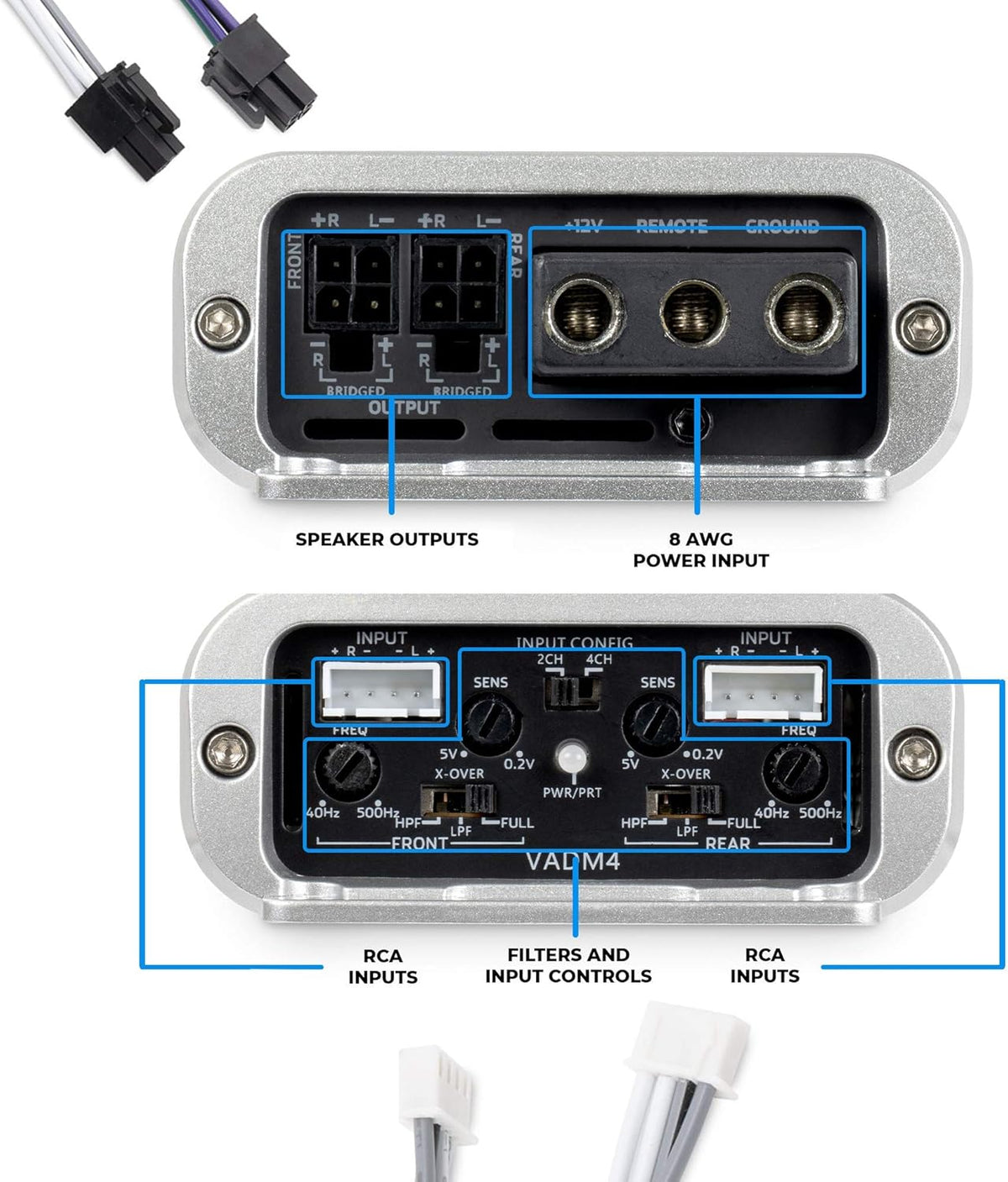 400W RMS Full Range Class D 4-Channel Compact Micro Amplifier Z7361