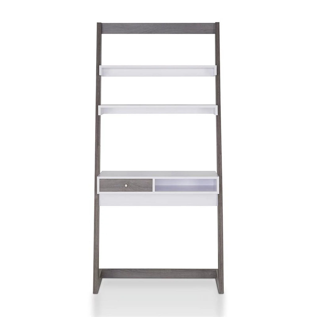 Distressed Gray Wood Writing Desk with Shelves M440078