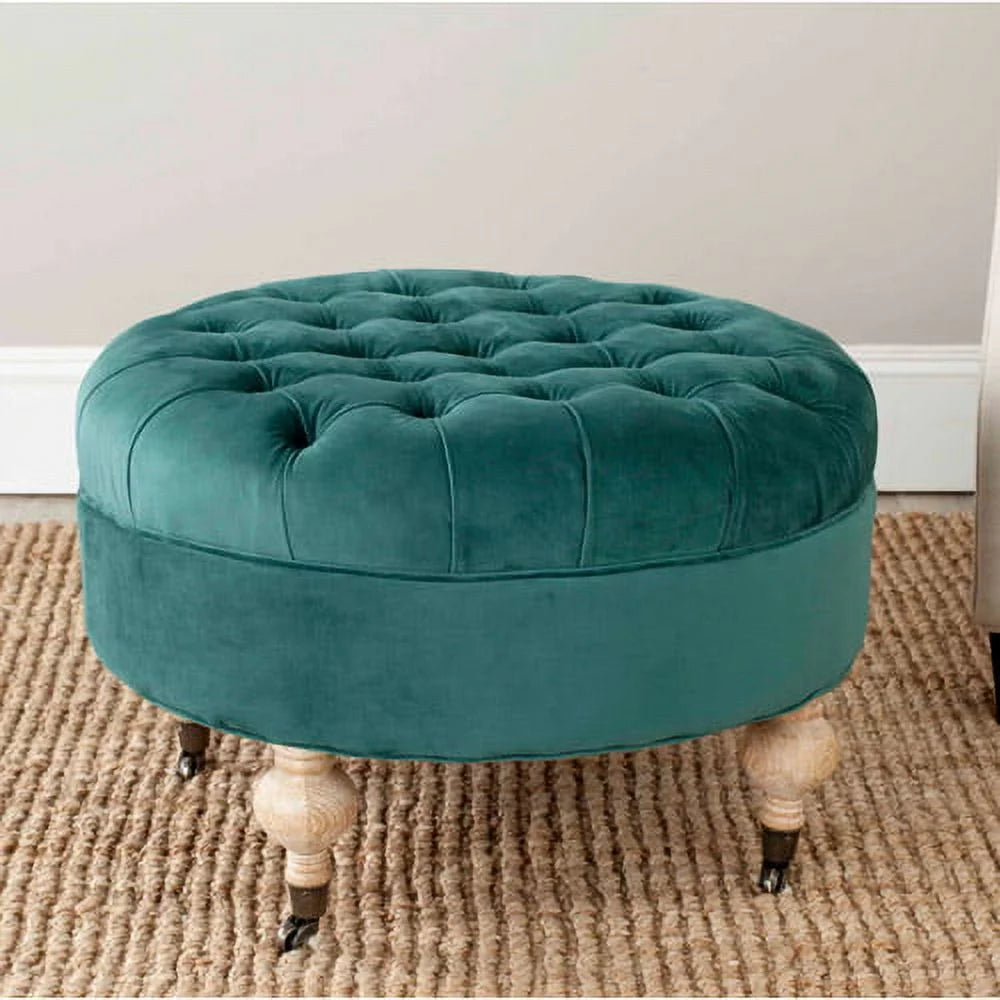 Marine Tufted Round Ottoman with Casters G50186