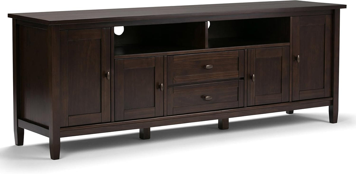 72 inch Wide Rustic Natural Aged Brown Solid Wood TV Media Stand F2553