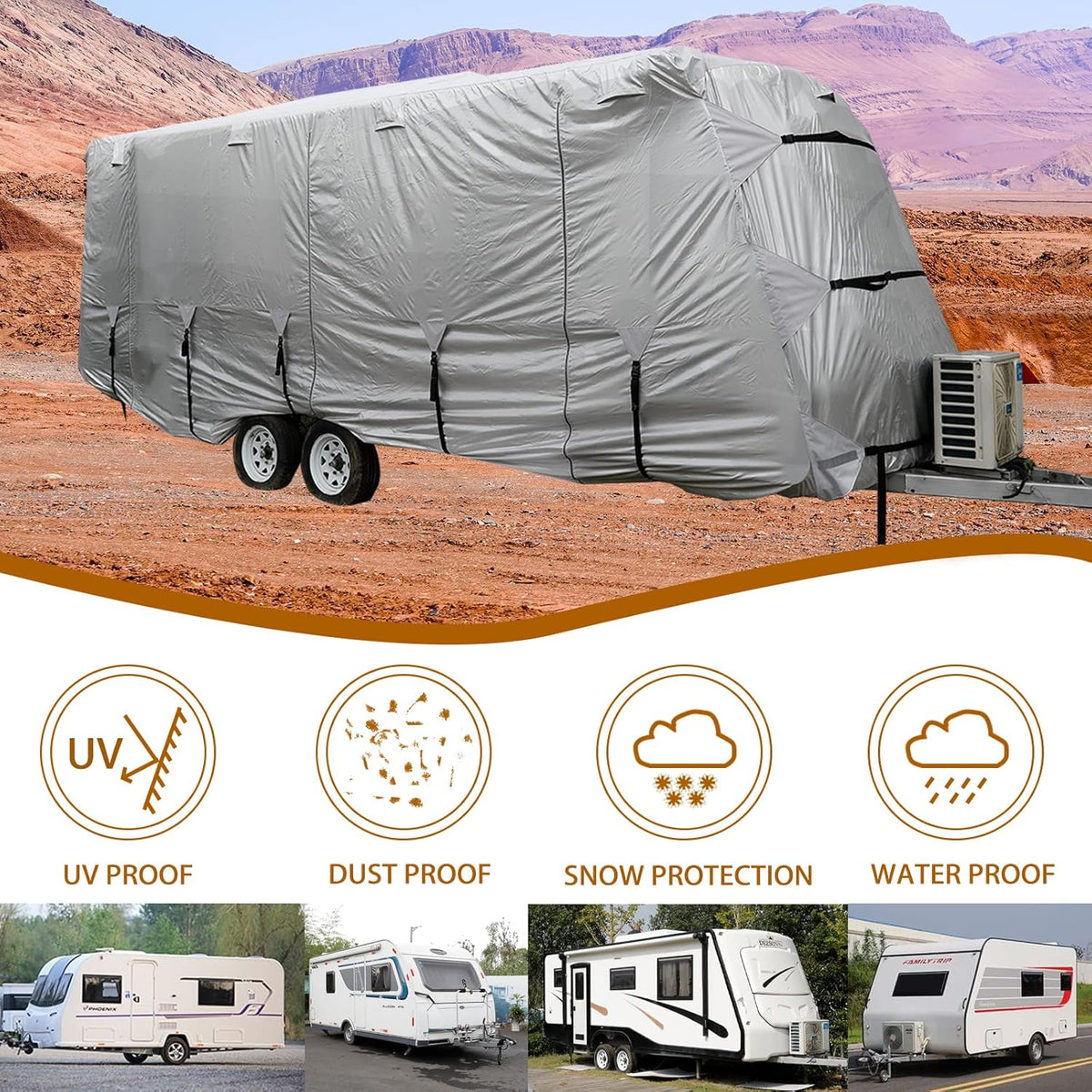 27-30' Windproof Anti-UV Camper Cover with Jack Cover and 4 Tire Covers X296315