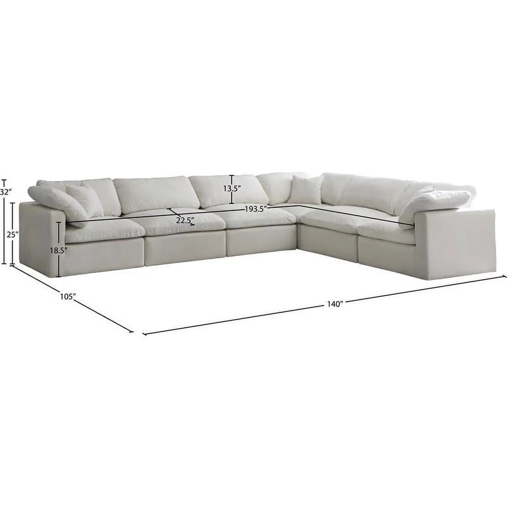 Cream Velvet Modular Sectional H613884