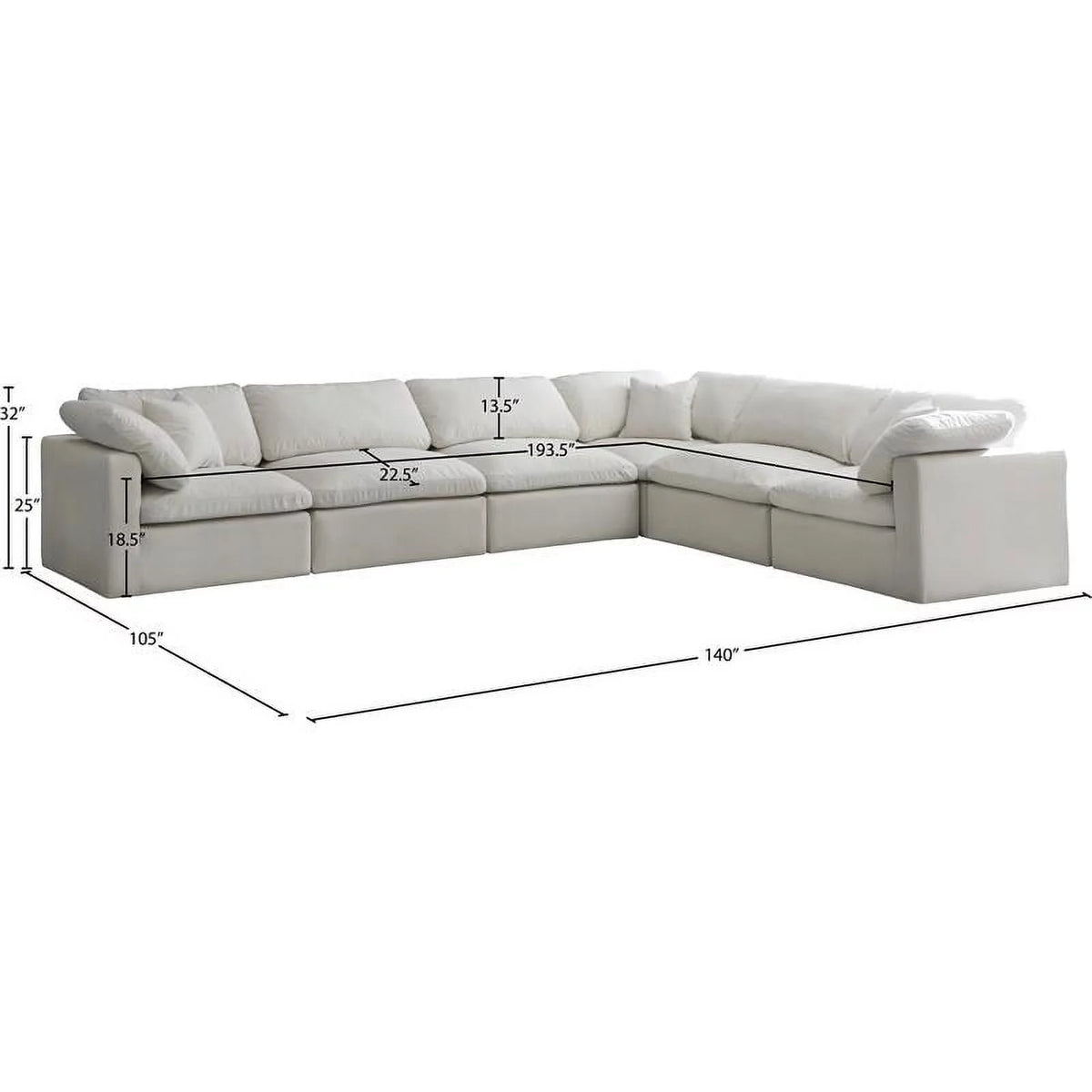 Cream Velvet Modular Sectional H613884