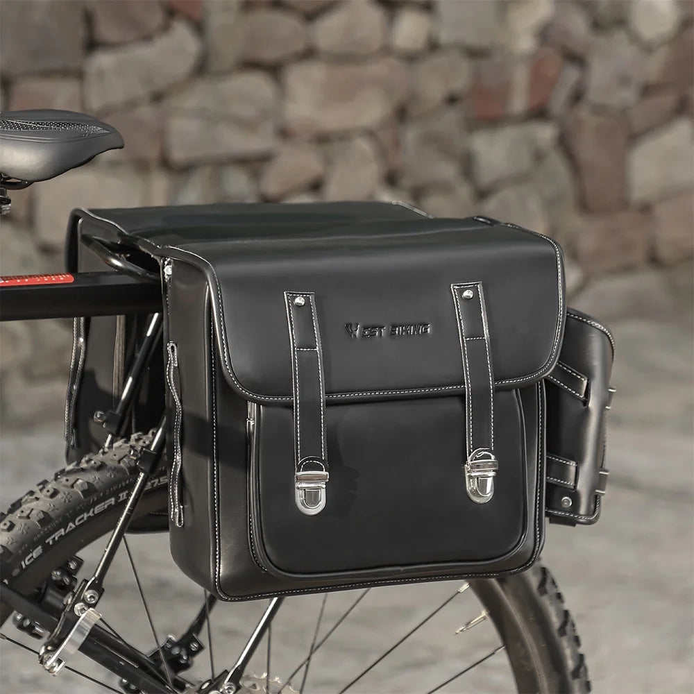 Retro Leather Bike Rear Bag with Side Bag Y2441