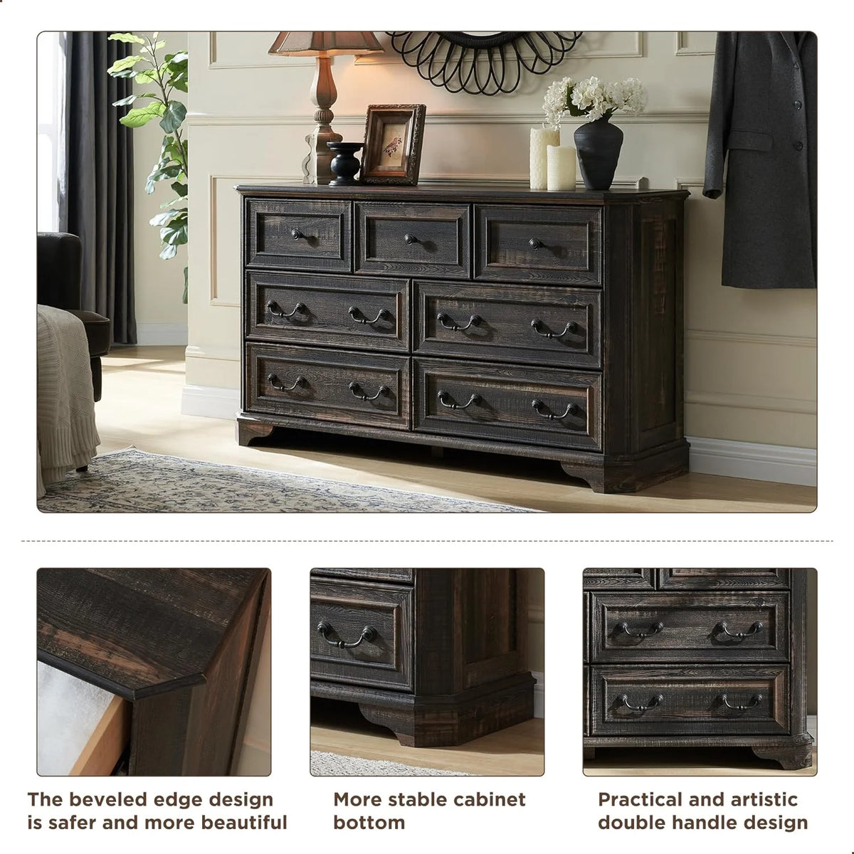 Brown 7 Drawer Wood Dresser N91498