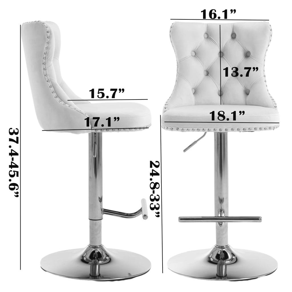 Blue Velvet Swivel Bar Stools with High Back, Set of 2 M761953