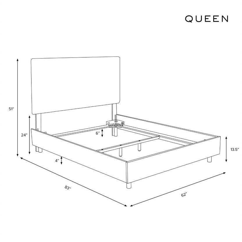 Navy Linen Queen Box Seam Bed U95854